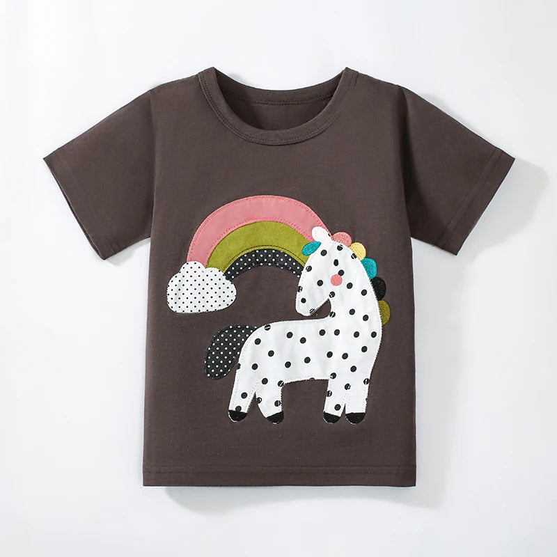 Cute Cartoon Print Summer T-Shirts For Kids childrensterritory