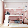 Slide-equipped Twin Over Twin Bunk Bed for Kids Bedroom childrensterritory