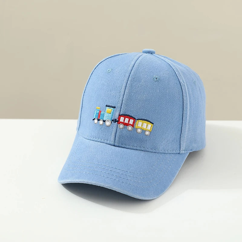 Cartoon Trains Embroidered Summer Sports Hats for Kids childrensterritory