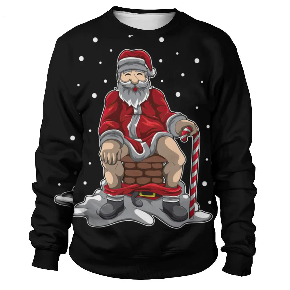 Funny Santa Claus Printed Sweatshirts For Men childrensterritory