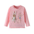 Bunny Applique Design Long Sleeve Girls T Shirts childrensterritory