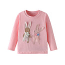 Bunny Applique Design Long Sleeve Girls T Shirts childrensterritory