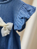 Baby Girl Bow Design Solid Color Cute Summer Dress