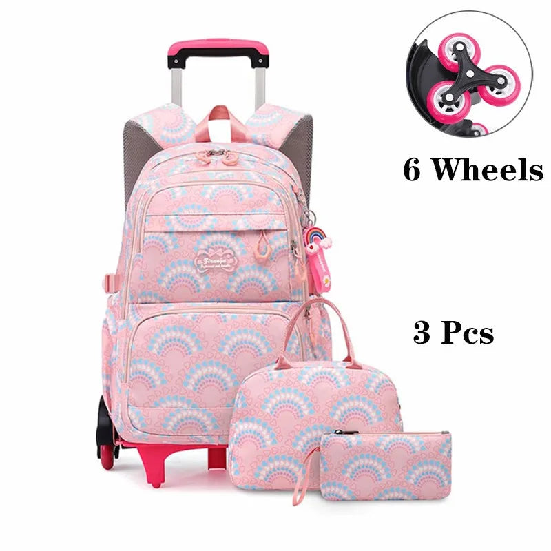 Waterproof Printed School Bags Set with or without Wheels for Kids
