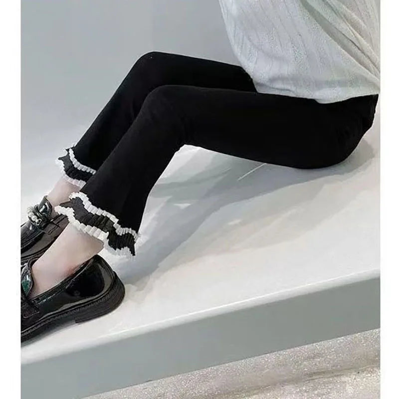 Thin Velvet Bell-bottom Design Kids Girls Winter Pants childrensterritory