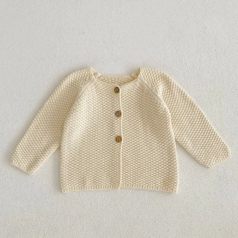 Solid Color Long Sleeve Infant Girls Knitted Cardigans childrensterritory