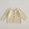 Solid Color Long Sleeve Infant Girls Knitted Cardigans childrensterritory
