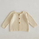 Solid Color Long Sleeve Infant Girls Knitted Cardigans childrensterritory
