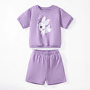 Kids Girls Cartoon Rabbits Design Summer Tracksuit Set childrensterritory