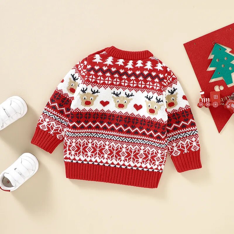Reindeer Design Knitted Baby Christmas Pullover childrensterritory