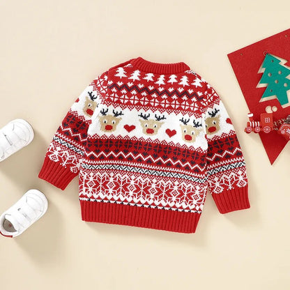 Reindeer Design Knitted Baby Christmas Pullover childrensterritory