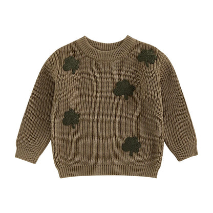 Toddler Clover Embroidery Adorable Pullover Tops childrensterritory