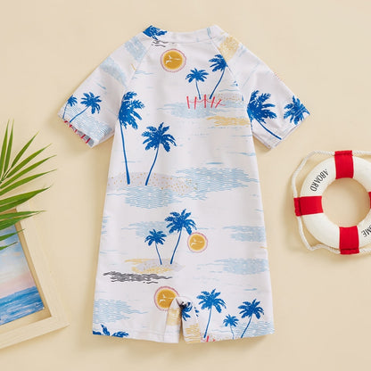Baby/Kids Tree Print Short Sleeve Rashguard Swimsuit childrensterritory