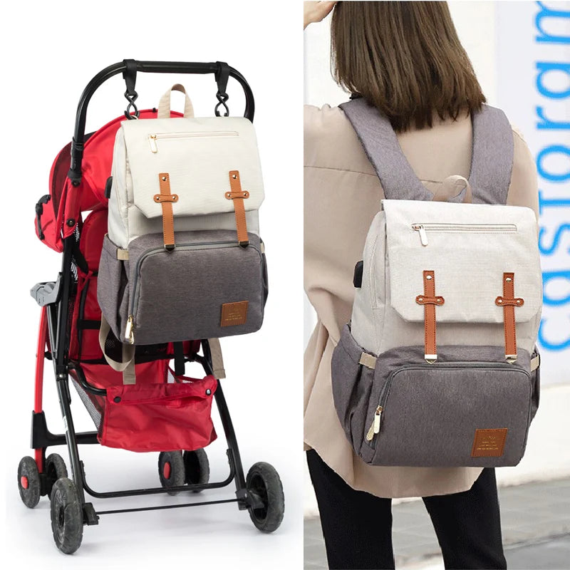 Waterproof Maternity Backpack with USB, Rechargeable Holder