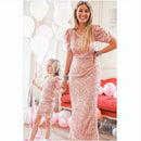 Mom And Daughter Pink Sequins Wedding Party Dresses childrensterritory