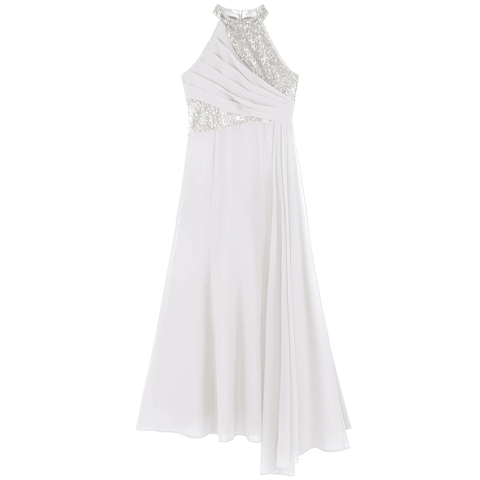 Kids Girls Sequins Pleat Overlay Pageant Evening Gowns