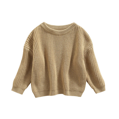 Baby Boys Girls Solid Color Long Sleeve Knit Sweaters childrensterritory
