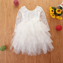 Kids Girls Lace Flower Design Layered Birthday Party Dress childrensterritory