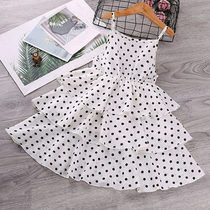 Toddler Girls Hearts Printing Ruffle Summer Dress