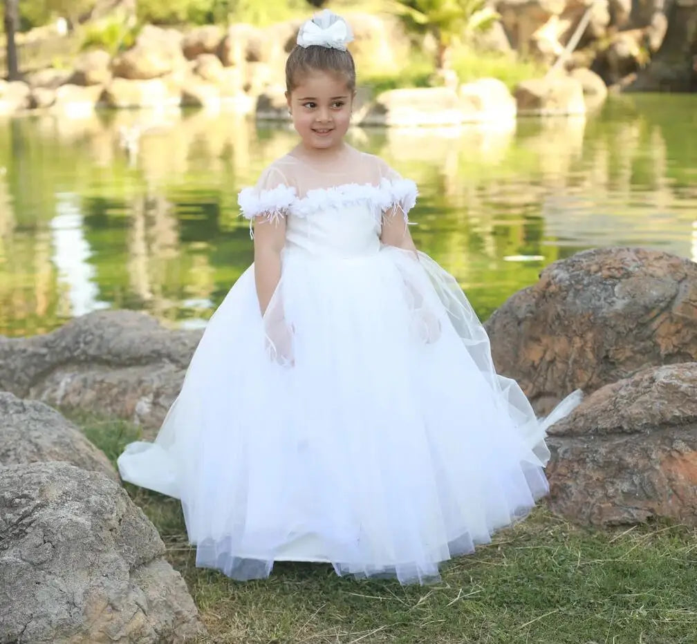 Beautiful Off-Shoulder Ball Gown for Young Girls childrensterritory