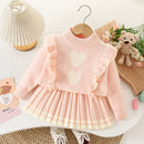 Girls' Long-Sleeved Heart Design Winter Dresses childrensterritory
