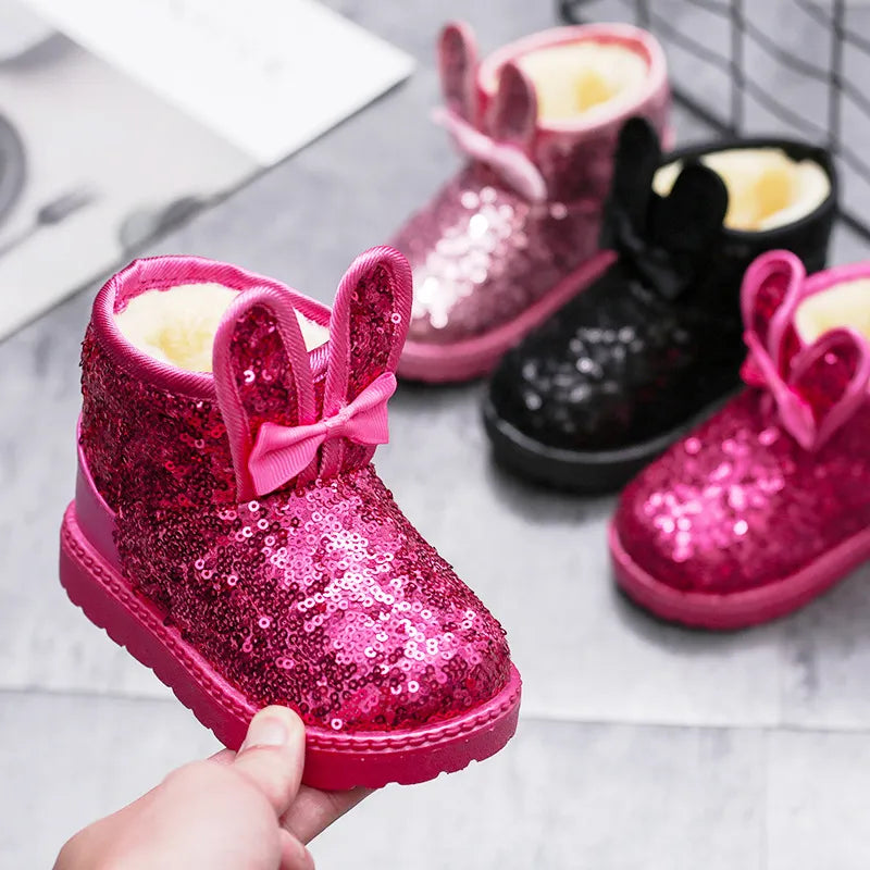 Kid Girls Non-slip Warm Sequin Snow Boots childrensterritory