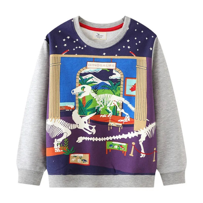 Kids Boys Luminous Dinosaur Design Cotton Sweatshirts