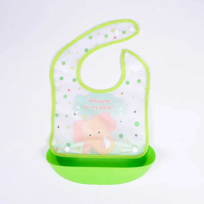 Soft Waterproof Cartoon Printed Adjustable Baby Bibs