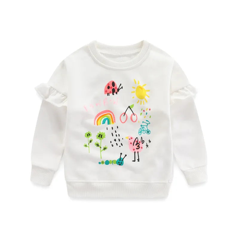 Kids Girls Cartoon Print Sweatshirts for Winter childrensterritory