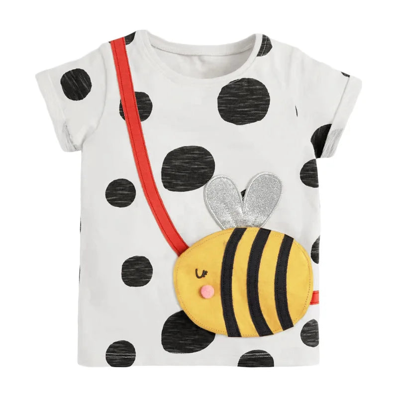 Girls Long Sleeve Bee Appliques Cotton Top childrensterritory