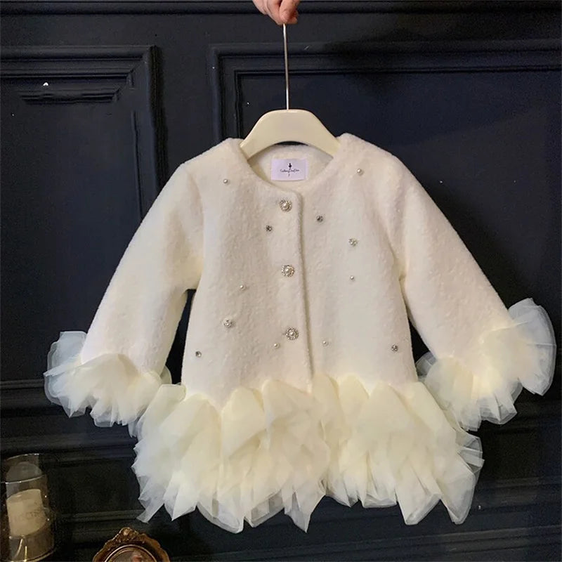 Little Girls' Furry Design Mid-Length Warm Birthday Dress