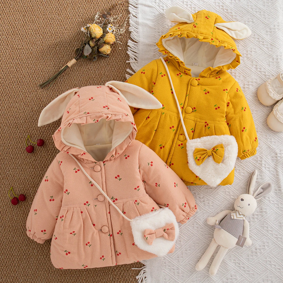 Girls Cartoon Design Winter Warm Jackets