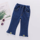 Kids Girls Heart Pattern Casual Style Jeans childrensterritory