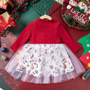 Girls' Long-Sleeved Bow Design Christmas Party Dresses childrensterritory