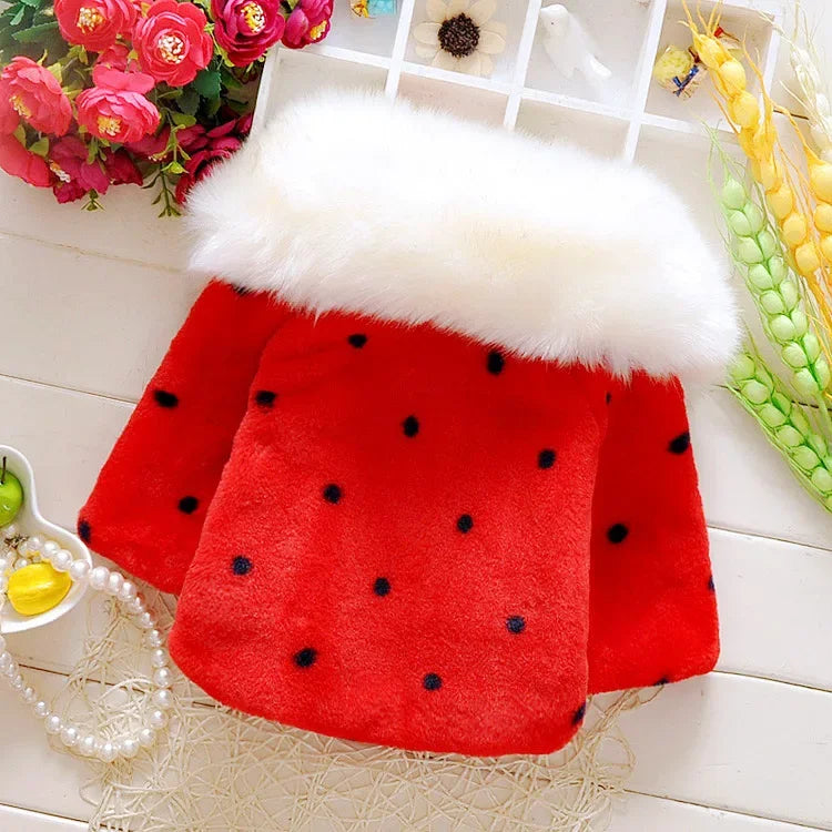Girls’ Warm Jacket with Elegant Fur Collar Design