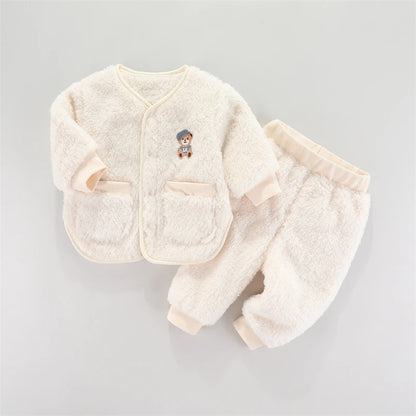 Kids Cartoon Design Long Sleeves Warm Clothing Set childrensterritory