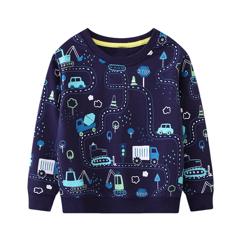 Kids Boys Cartoon Dinosaurs Print Cotton Sweatshirts childrensterritory