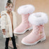 Girls Korean Style Thick Warm Faux Fur Zipper Boots childrensterritory