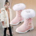 Girls Korean Style Thick Warm Faux Fur Zipper Boots childrensterritory