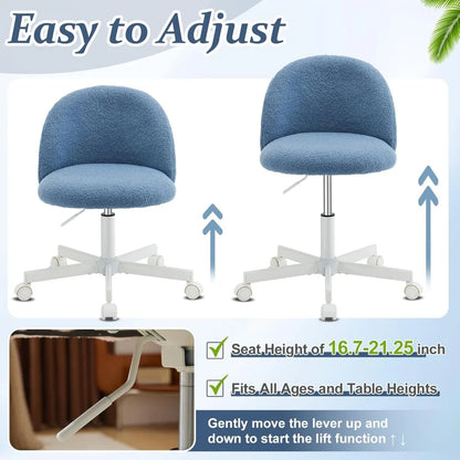 Wheeled, Armless Office Chair with Lumbar Support childrensterritory