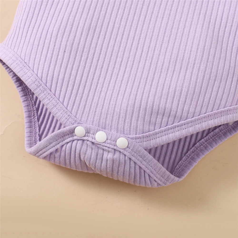 Baby Girl 3pcs Bodysuit, Printed Short, Bow Headband Clothing Set