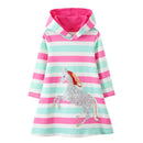Kids Girls Long Sleeve Cartoon Design Hooded Dresses childrensterritory