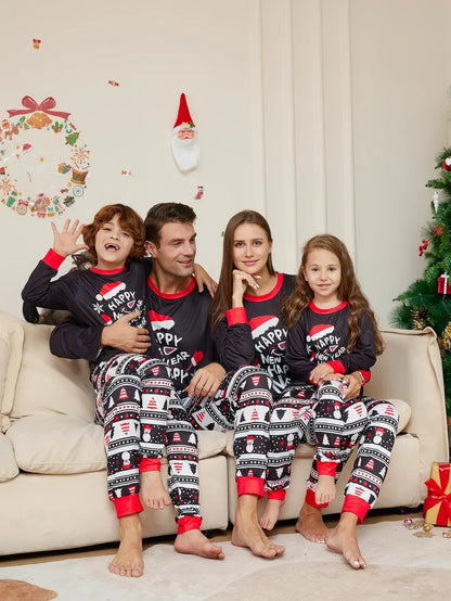 Letter Print Cute Family Matching Cotton Christmas Pajamas