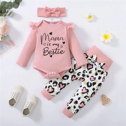 Baby Girls 2pcs Leopard Print Spring/Autumn Outfit Set