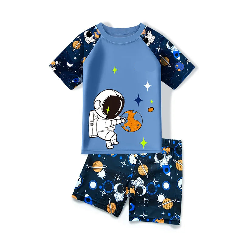 Kids Boys 2pcs Cartoon Printed Swimsuit Set