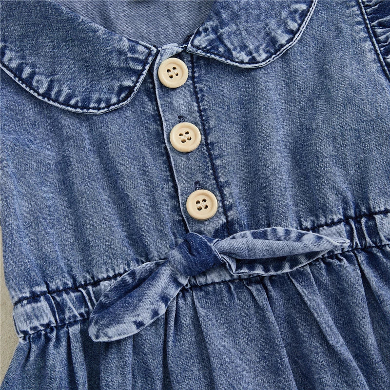 Baby Girls Denim Blue Cotton Romper