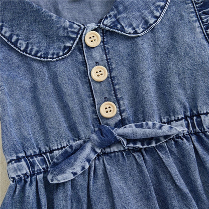 Baby Girls Denim Blue Cotton Romper