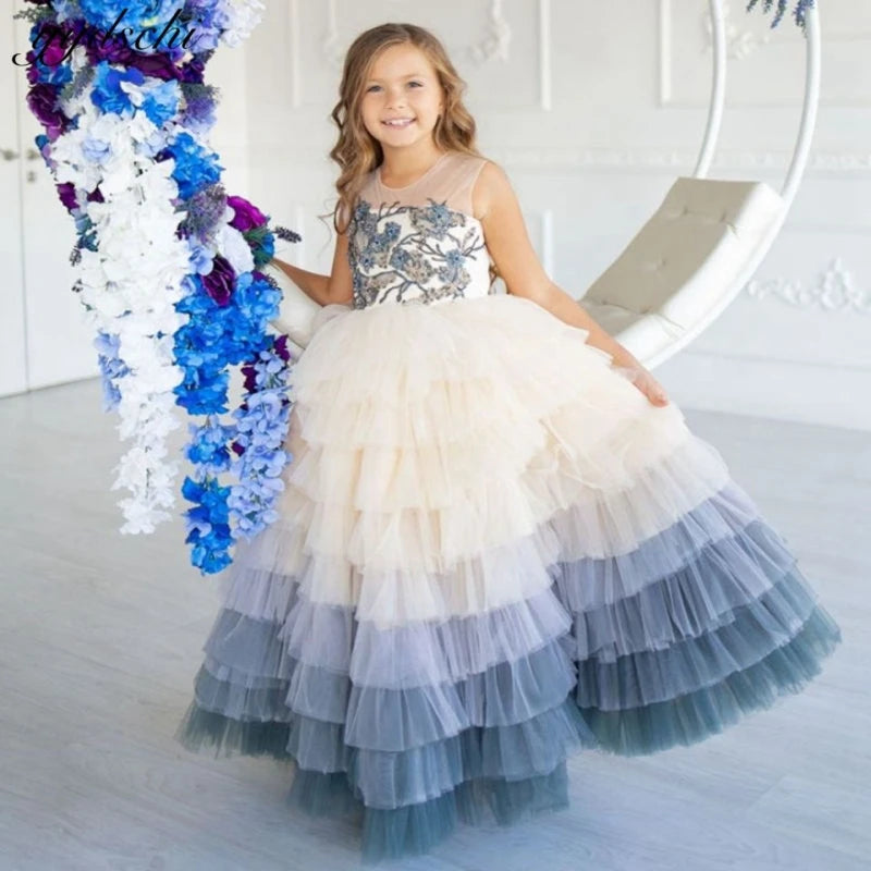 Girls Lace Embroidery Unique Wedding/Birthday Princess Dress childrensterritory