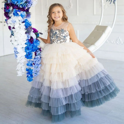 Girls Lace Embroidery Unique Wedding/Birthday Princess Dress childrensterritory