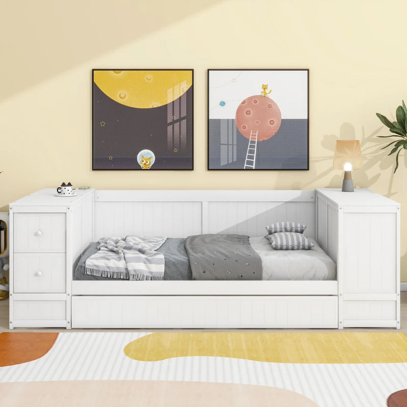 Easy to Assemble Twin-size Daybed with Storage Arms childrensterritory